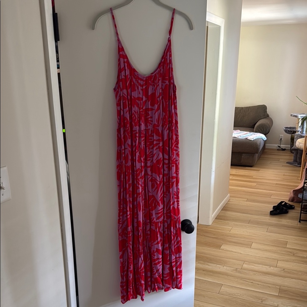 LOFT Red & Purple Floral Dress